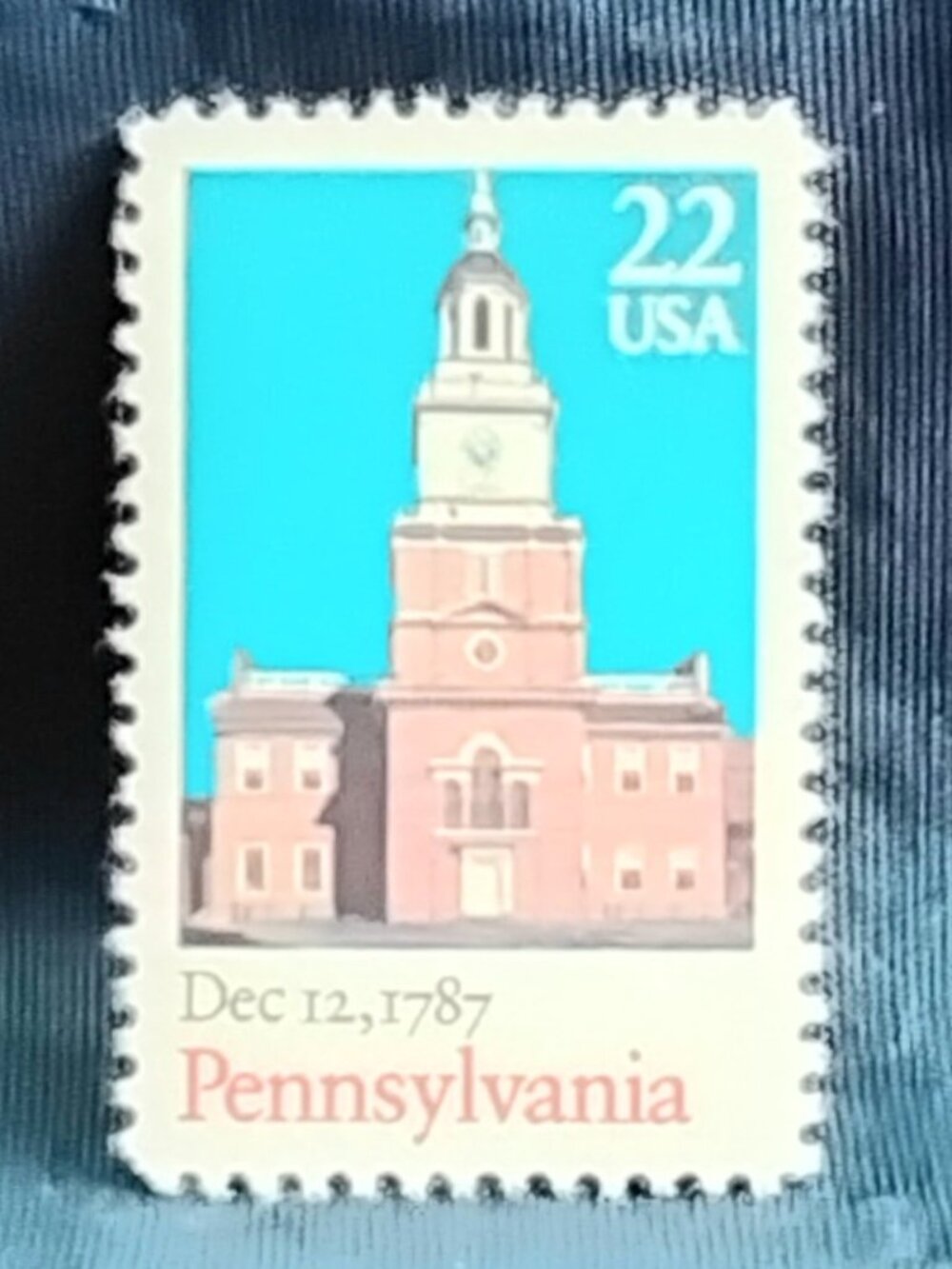 Uncirculated USA 1987 Dec 12, 1787 Pennsylvania 22 Cent Stamp!!